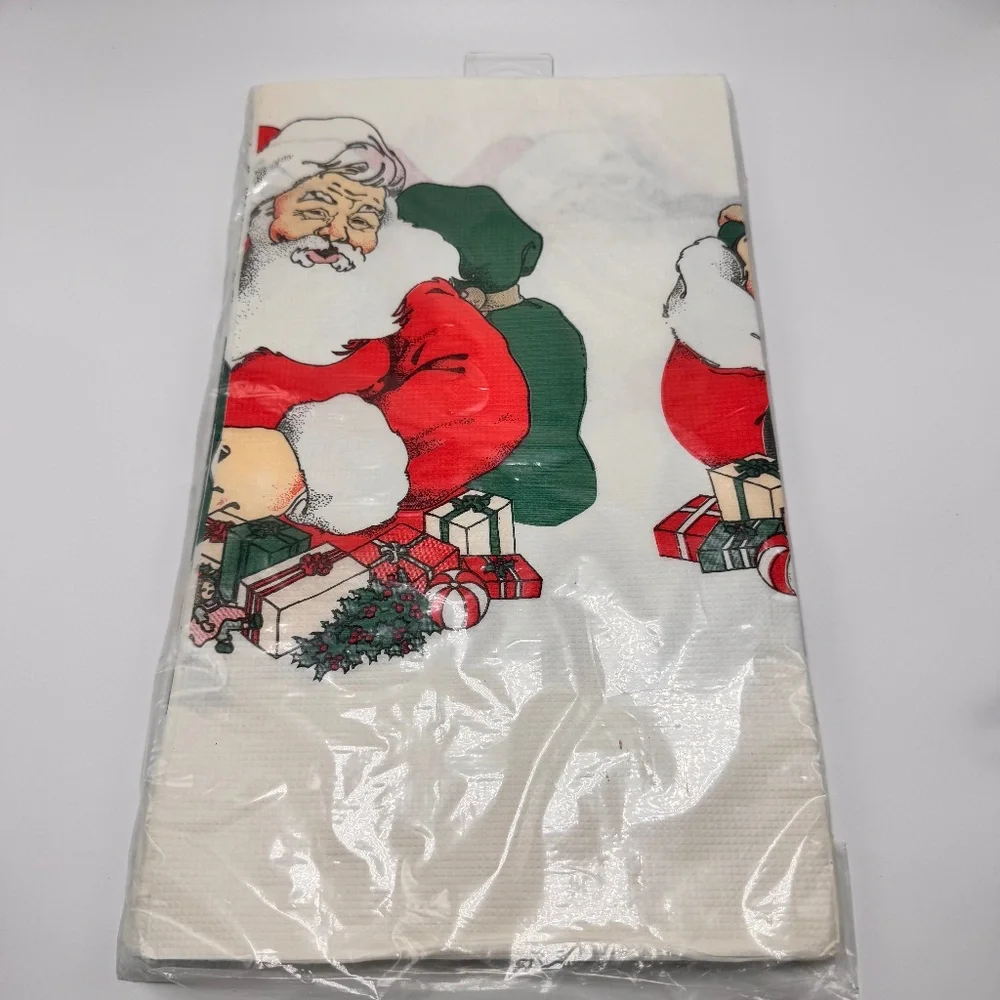 Vintage NOS Paper Tablecover Christmas Santa Claus 48x88” Party Creations‎